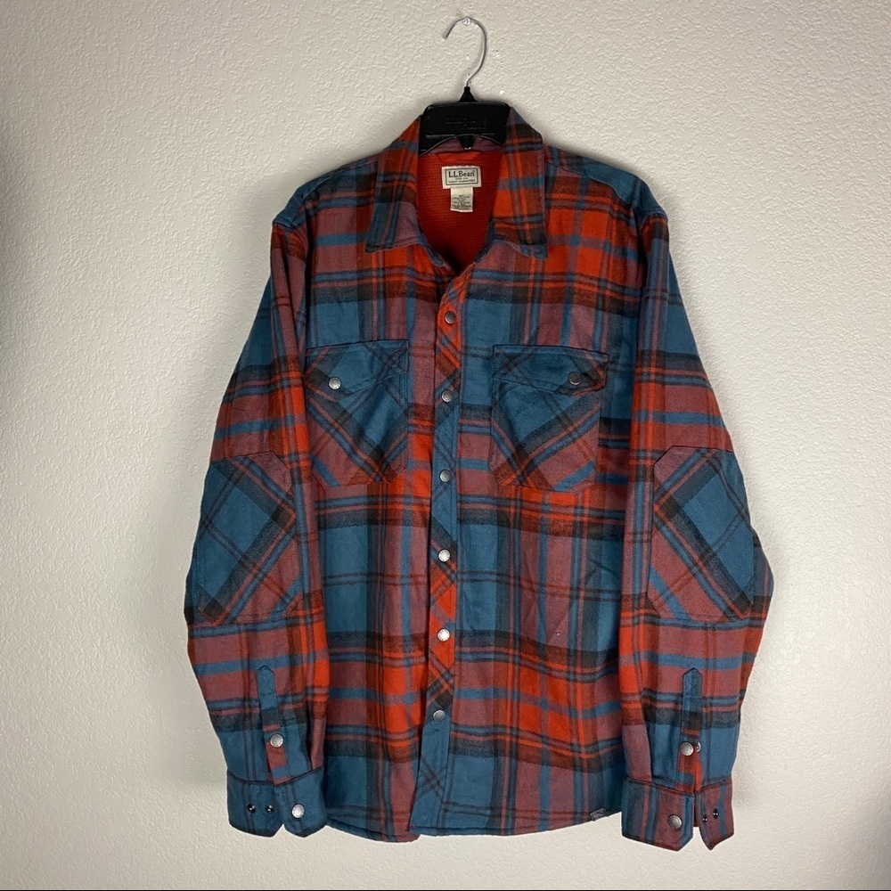LL Bean Plaid Button Up Mens Size Large